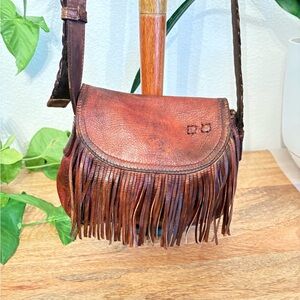 Bed Stu  reddish Brown Fringe Leather Crossbody Bag